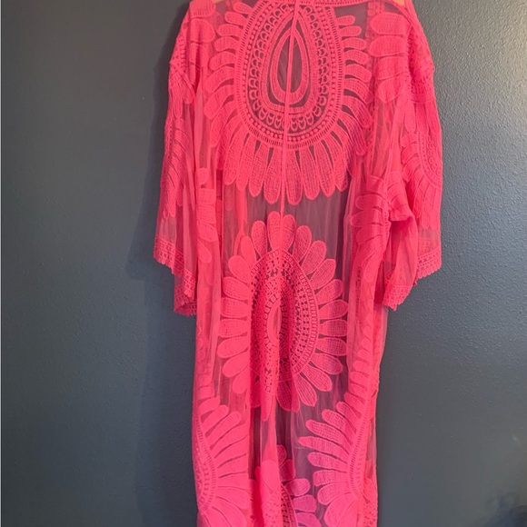Jackets & Blazers - Style Apparel Hot Pink Sheer Lace Cover-Up SZ. XL
